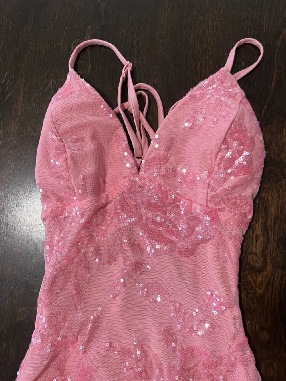 Windsor Pink Sequin Floral Prom Dress - Picture 2 of 3